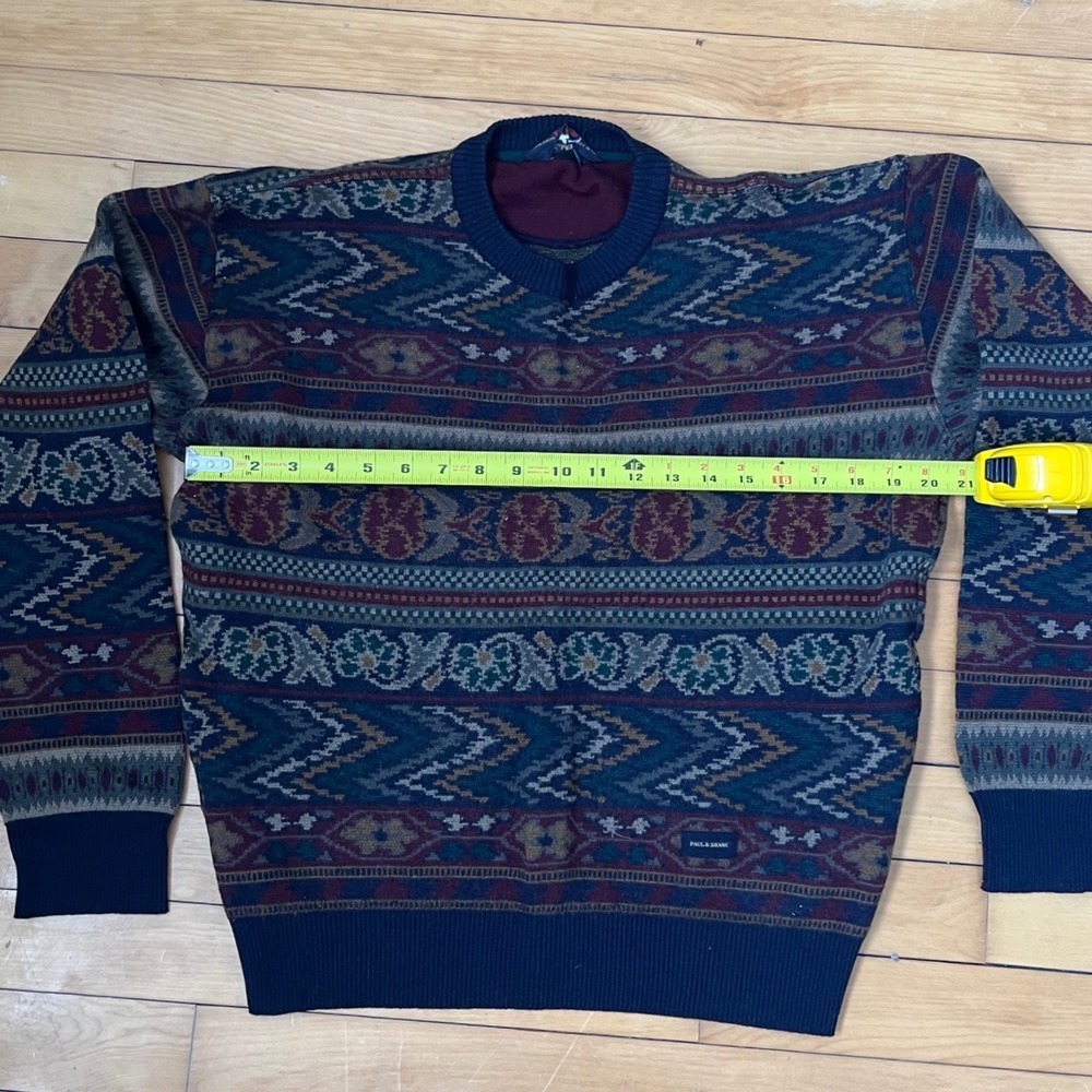 Paul & Shark Yachting Mens Vintage Wool Geometric Knit Sweater Navy Burgundy L - Picture 7 of 7